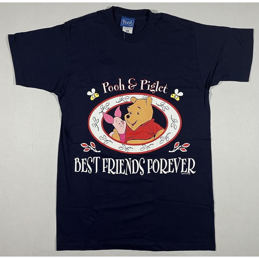 Vintage Winnie The Pooh and Piglet T Shirt Size Medium New Blue Disney USA